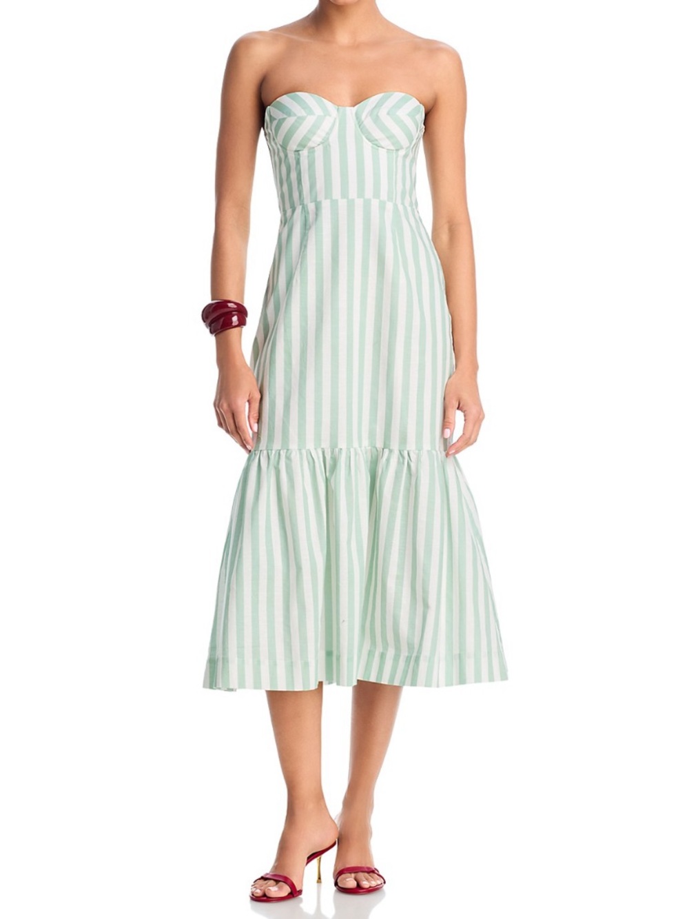 Aqua Striped Bustier Dress